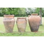 Three antique-style terracotta 'Pithos' jars