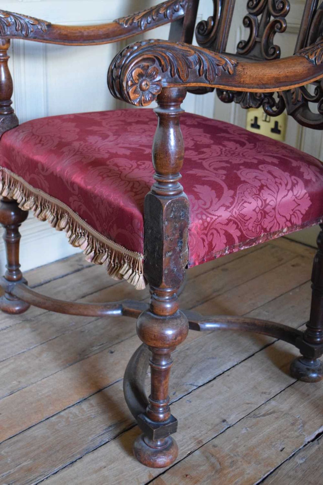 Pair of late 17th Century walnut open armchairs - Image 9 of 14