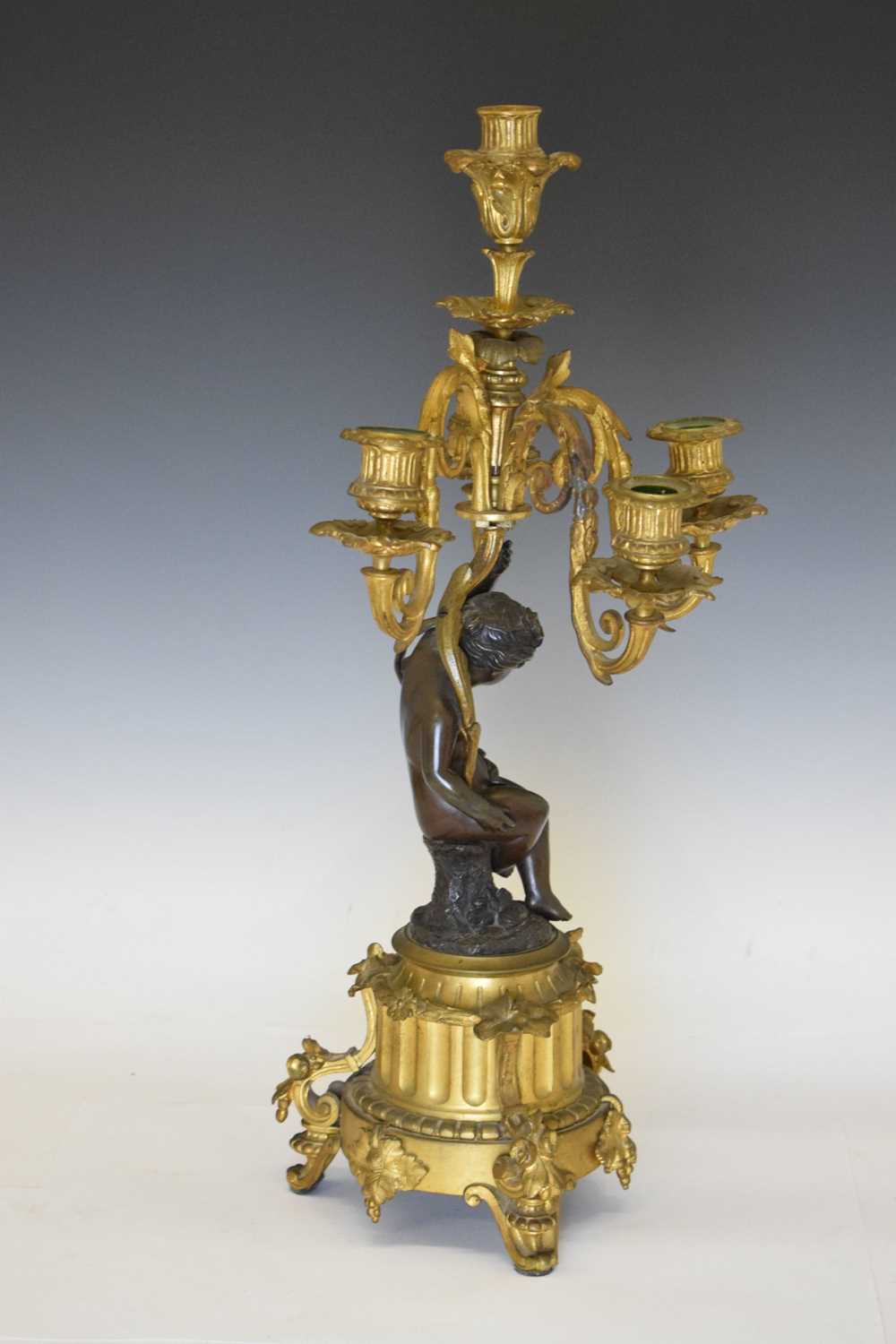 Pair mid 19th Century French patinated bronze and ormolu figural candlesticks - Image 13 of 15