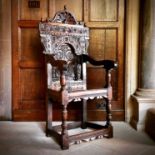 Charles I panel-back open armchair, South West Yorkshire circa 1630