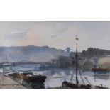 Edward Wesson, RI (1910-1983) - Watercolour - Bristol Docks scene