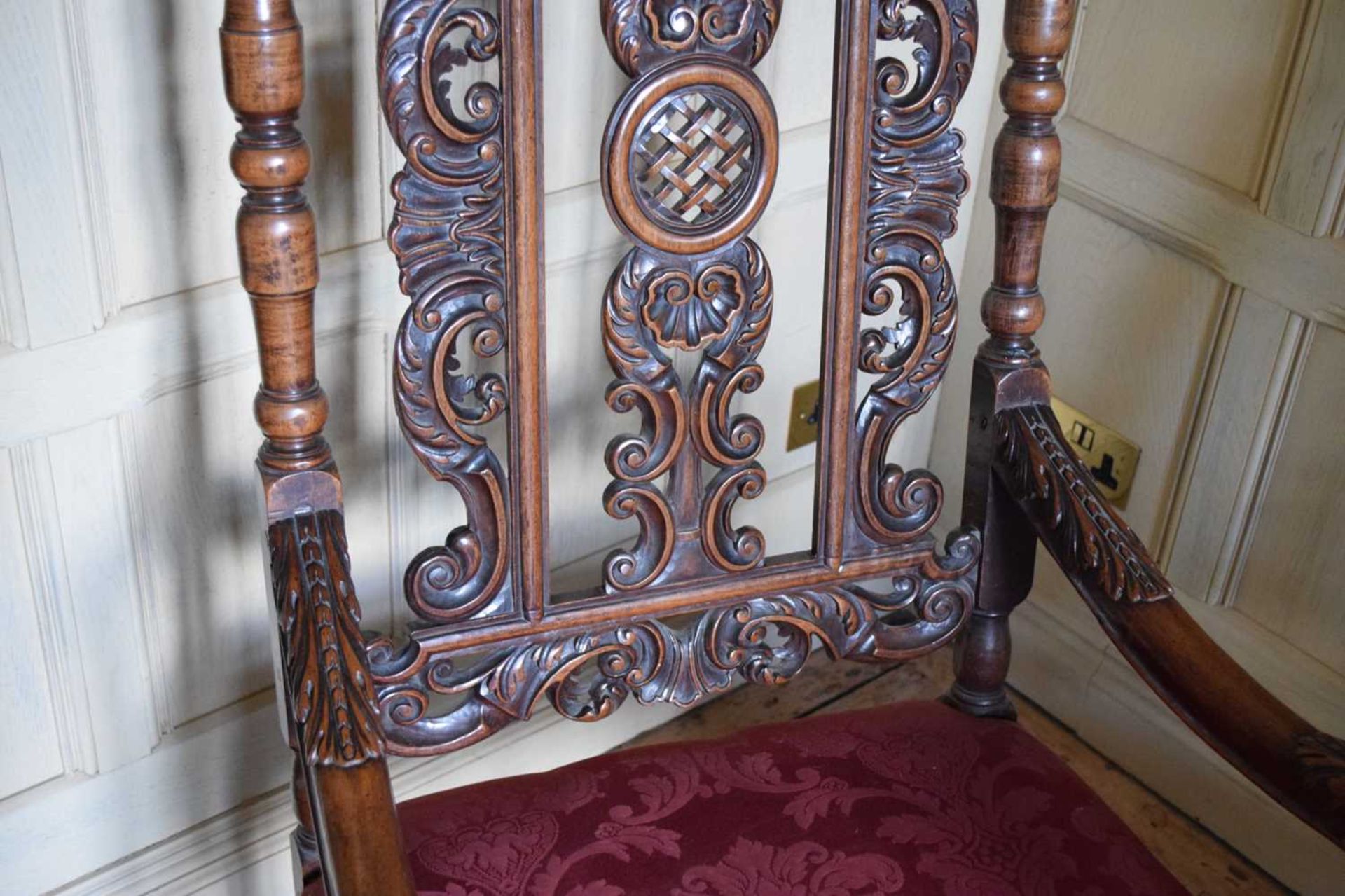 Pair of late 17th Century walnut open armchairs - Image 3 of 14