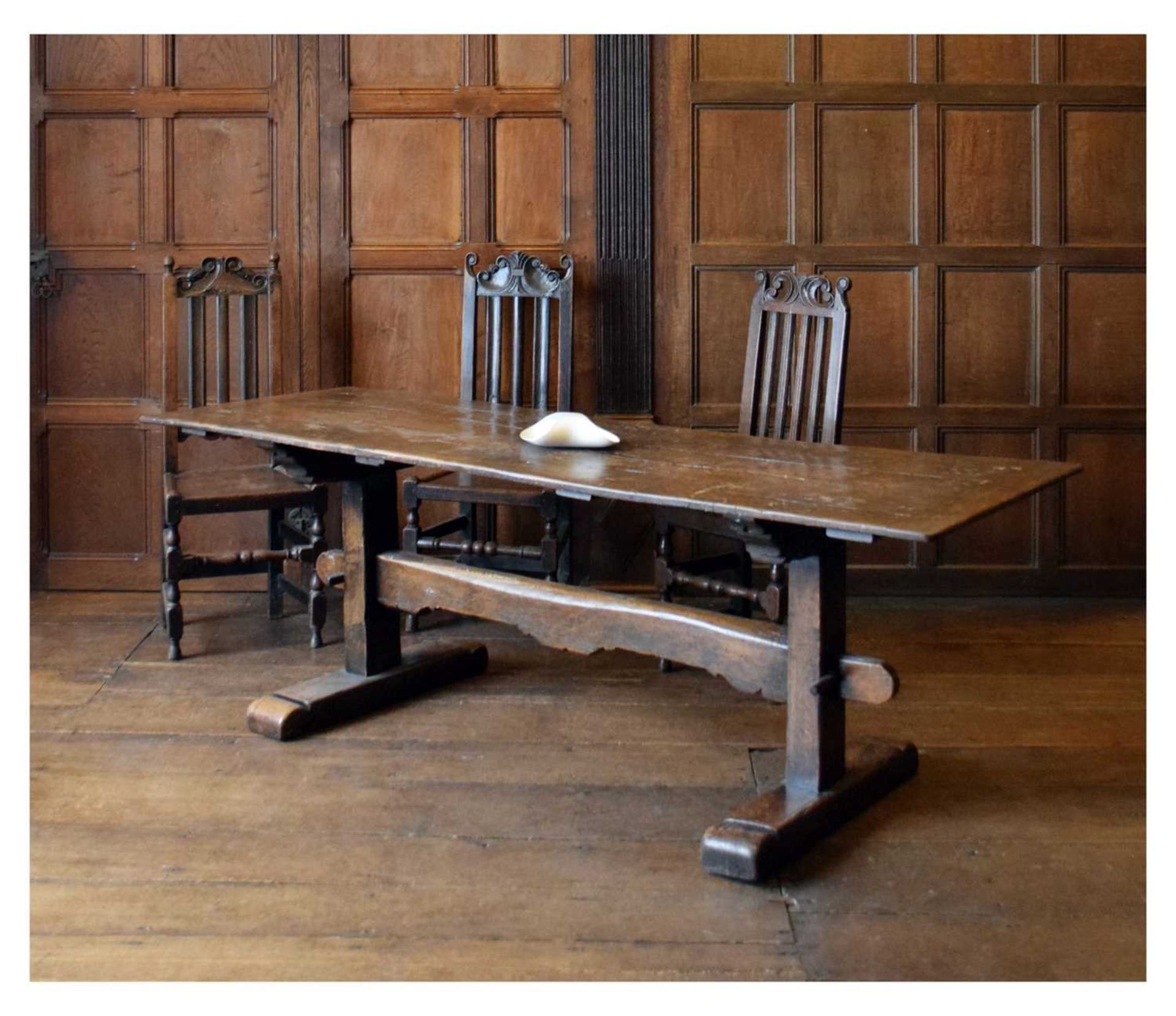 18th Century and later oak trestle table