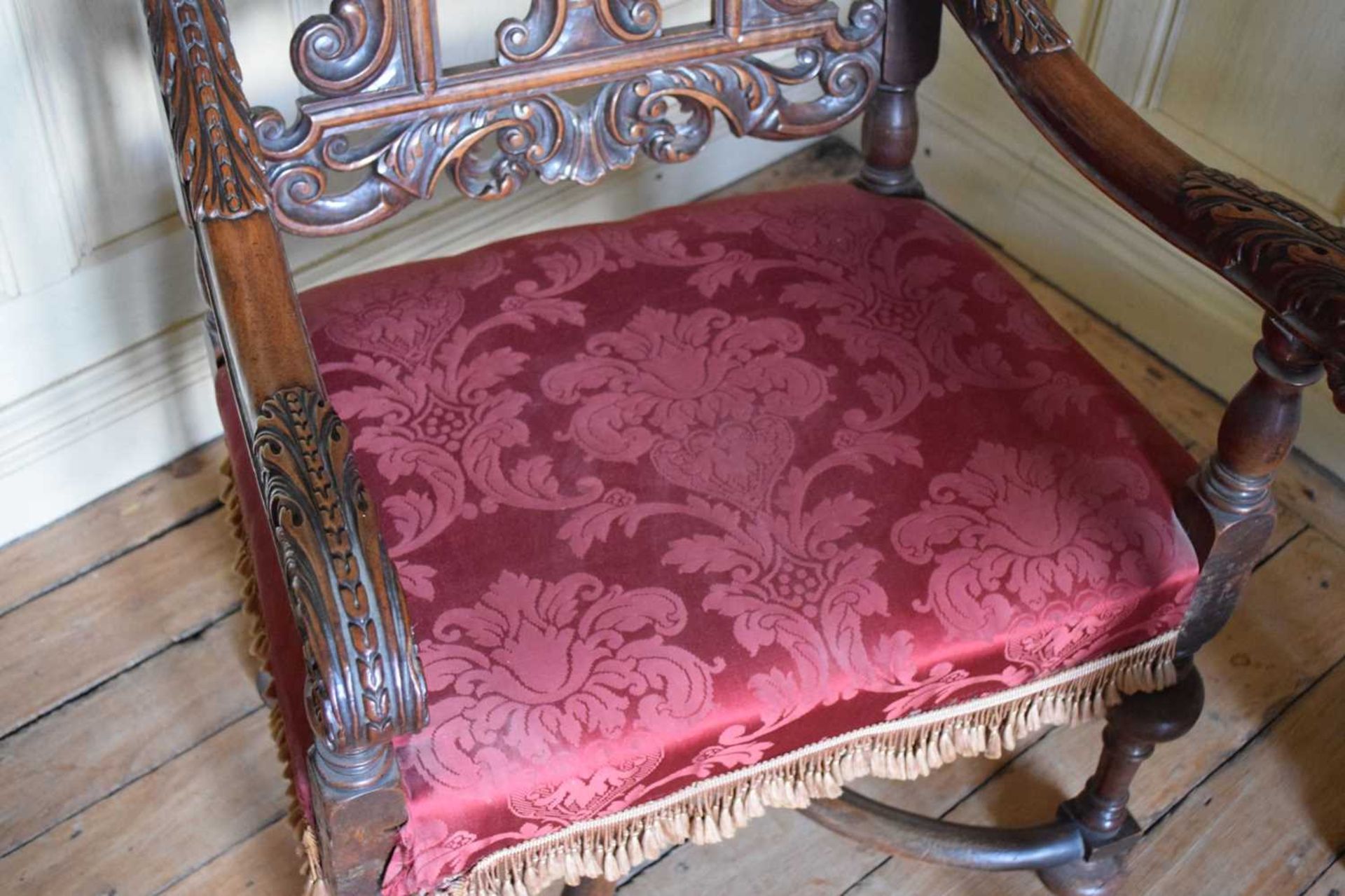 Pair of late 17th Century walnut open armchairs - Image 4 of 14