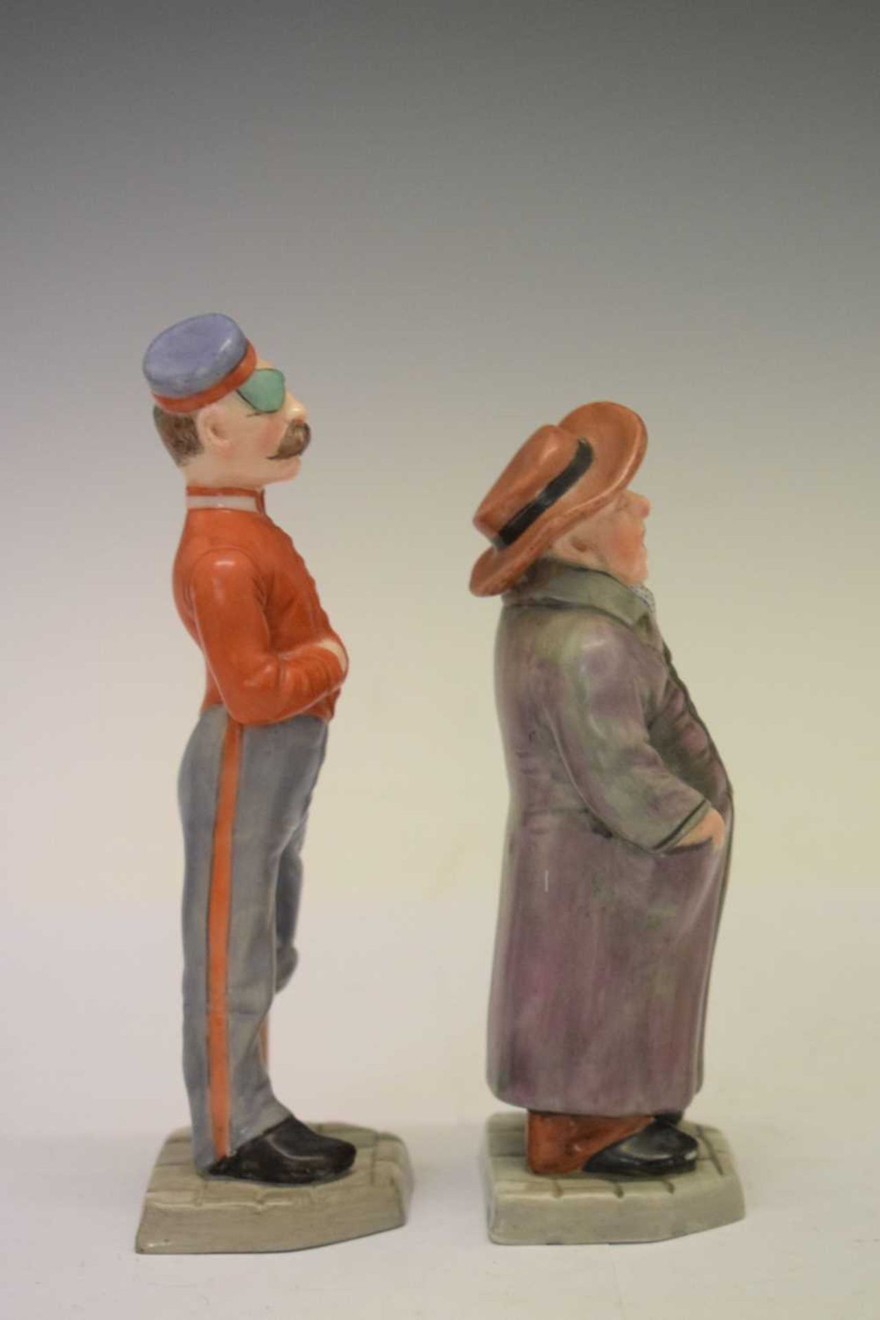 Royal Worcester - Set of six 'Down and Out' menu holder figures - Image 3 of 16