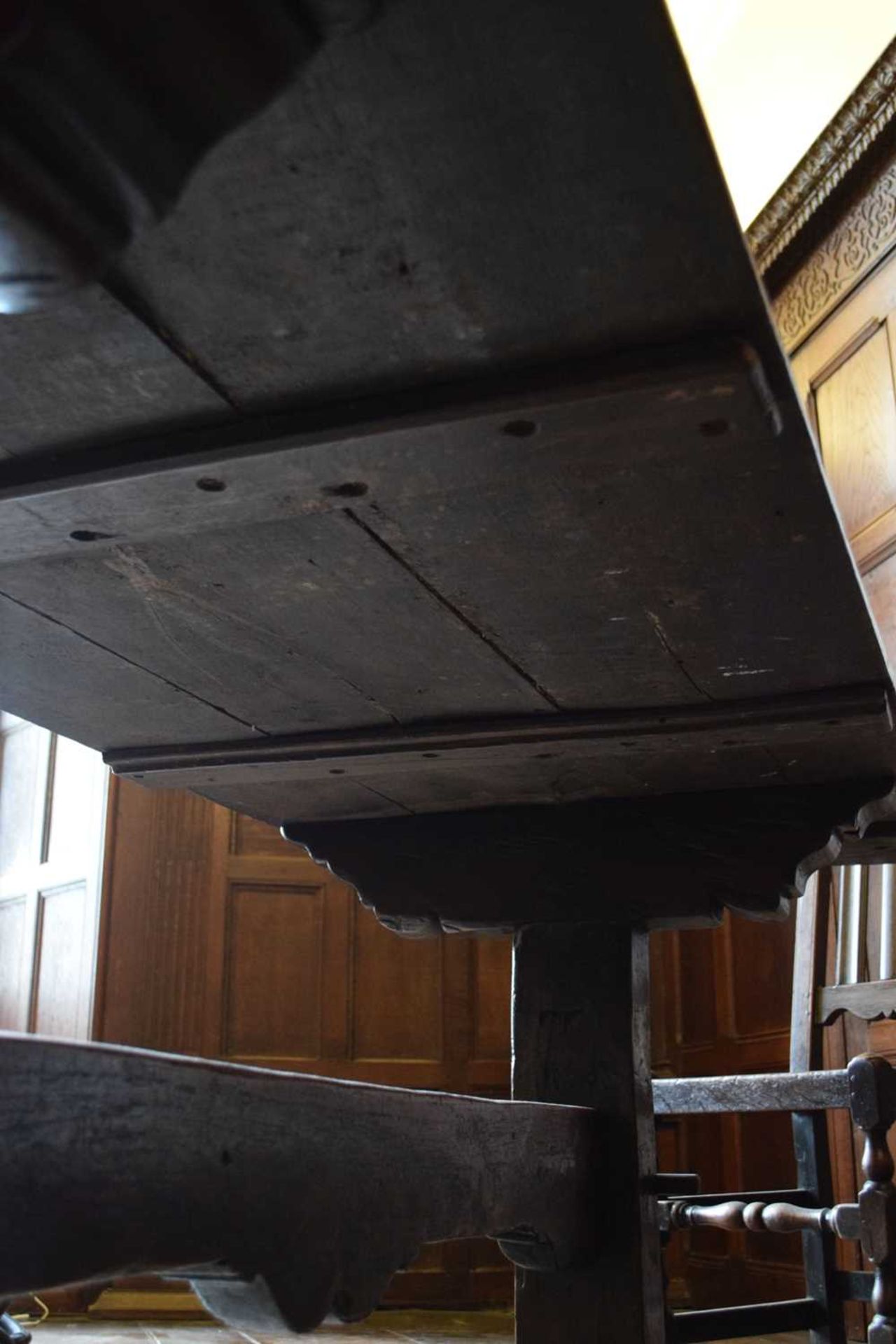 18th Century and later oak trestle table - Image 7 of 11