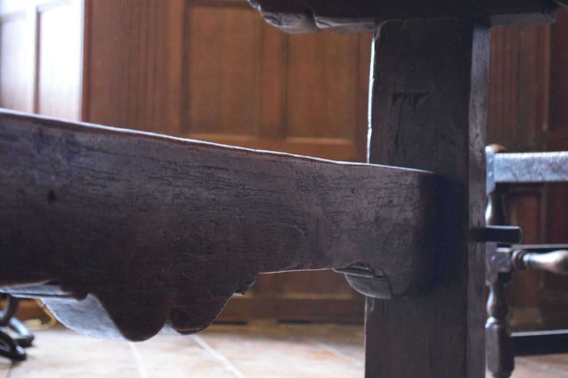 18th Century and later oak trestle table - Image 9 of 11