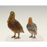Two cold painted bronze game birds