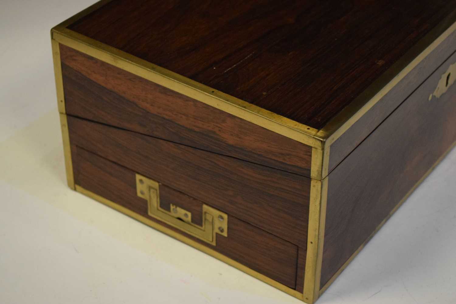 19th Century rosewood and brass bound writing slope - Image 7 of 10