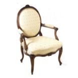 French style carved open armchair