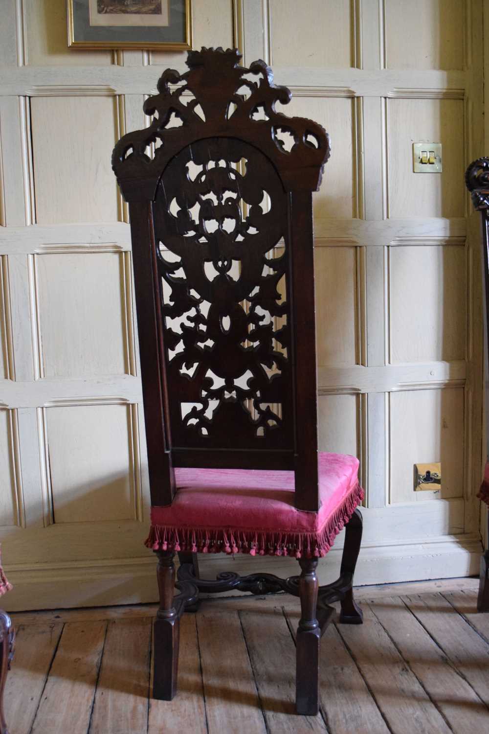 Set of six late 17th Century and later walnut high back dining chairs - Image 11 of 27