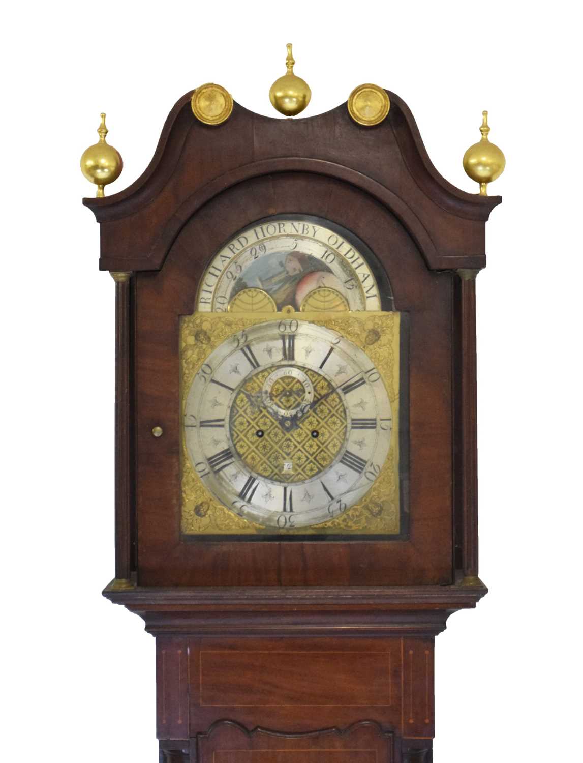 Early 19th Century inlaid mahogany cased 8-day brass dial longcase clock - Richard Hornby, Oldham