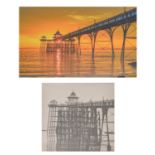 Sepia photographic print of Clevedon Pier