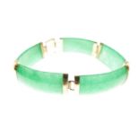 Chinese yellow metal and dyed jade five-panel bracelet