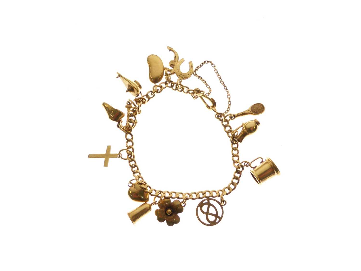 Yellow metal bracelet with various charms attached - Image 7 of 7