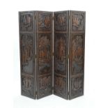 Chinese carved wooden four-fold screen