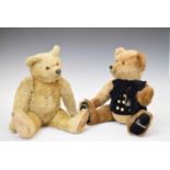 Vintage golden mohair teddy bear and Harrods bear