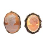 Two yellow metal Cameo brooches