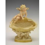 Royal Dux cherub and conch with frog
