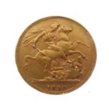 Queen Victorian gold sovereign, 1890