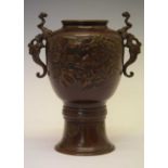 Japanese bronze two handled vase