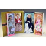 Four boxed Mattel Barbie dolls