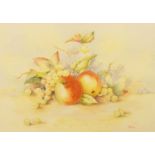 E.H. Booth (Royal Worcester artist) - Watercolour - Still life of fruit