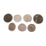 Seven various reproduction Roman coins, etc