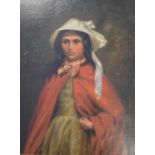 19th Century - Oil on board - Portrait of a girl