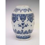 Dutch Delft ribbed vase/jar