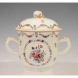 Chinese export Famille Rose twin-handled cup and cover