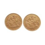 Two George V gold half sovereigns, 1914 (2)