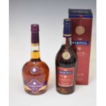 Martell V.S.O.P Medallion Cognac, one bottle, and Courvoisier V.S. Cognac