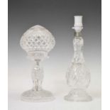 Waterford crystal-style cut glass table lamp and another cut glass lamp