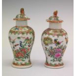 Pair of Chinese Canton Famille Rose vases