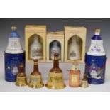 Group of ten Bells Whisky decanters