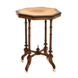 Late Victorian walnut octagonal occasional table