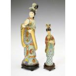 Two cloisonné figures of women in dress robes