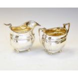 George V silver milk jug and matching sugar bowl