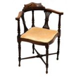 Edwardian inlaid corner chair