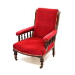 Late Victorian Salon Chair with wine velvet upholstery