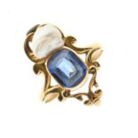 14ct gold, sapphire and baroque pearl dress ring