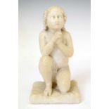19th Century carved alabaster figure of a kneeling girl
