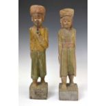 Two Chinese carved wooden figures