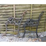 Pair of cast iron garden seat or bench ends