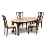 Edwardian dining table and set of four chairs