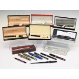 Collection of vintage fountain and other pens to include Conway Stewart, Parker, Sheffer, and Lamy