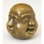 Japanese bronze bust/ paperweight depicting the four faces of Buddha