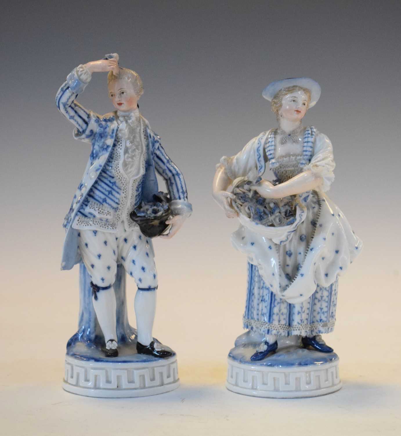 Pair of Meissen blue and white figures