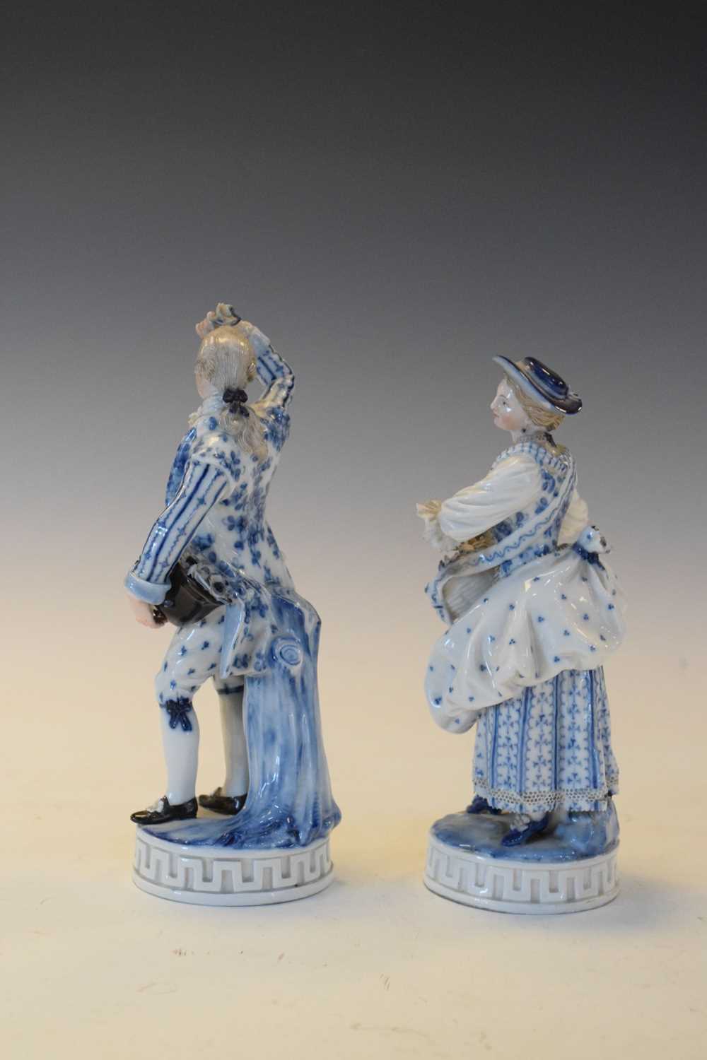 Pair of Meissen blue and white figures - Image 4 of 9